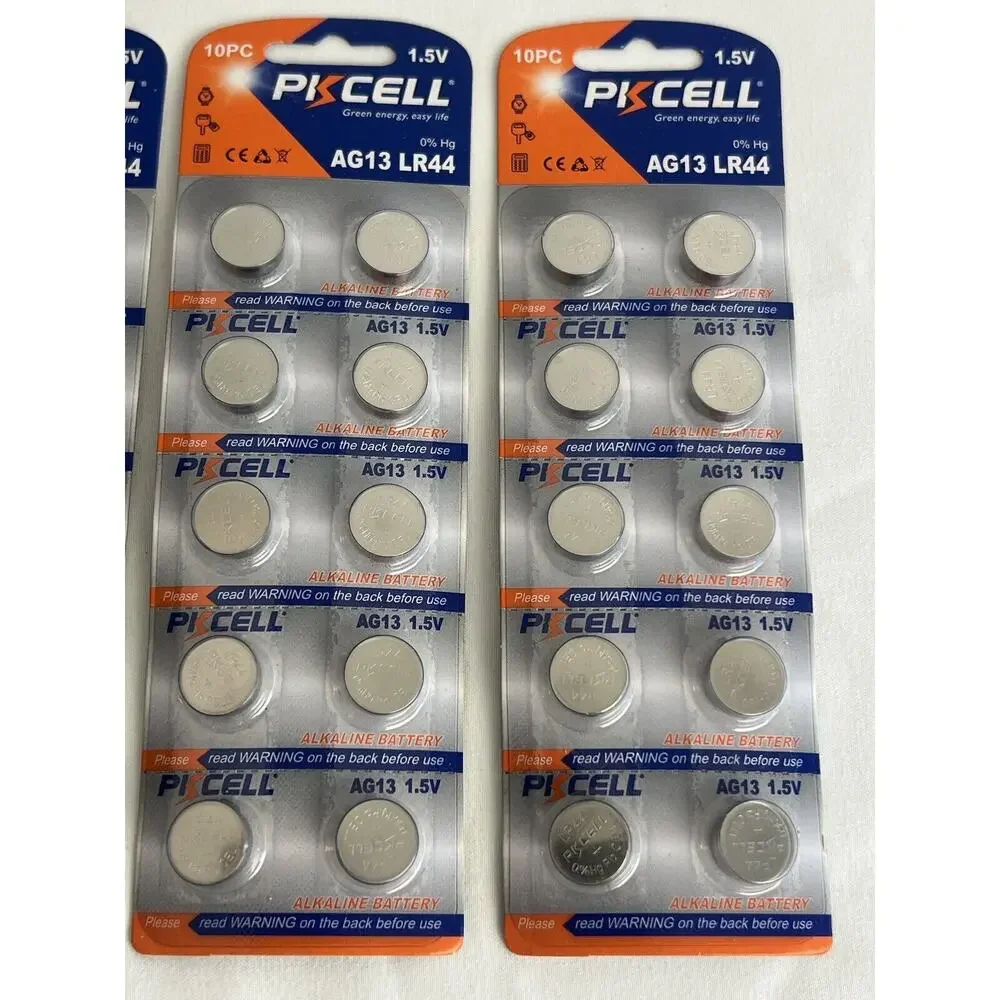 30 Pack Pkcell AG13 LR44 Alkaline 1.5V Cell Battery LED Watch Key New 3 Pks 10